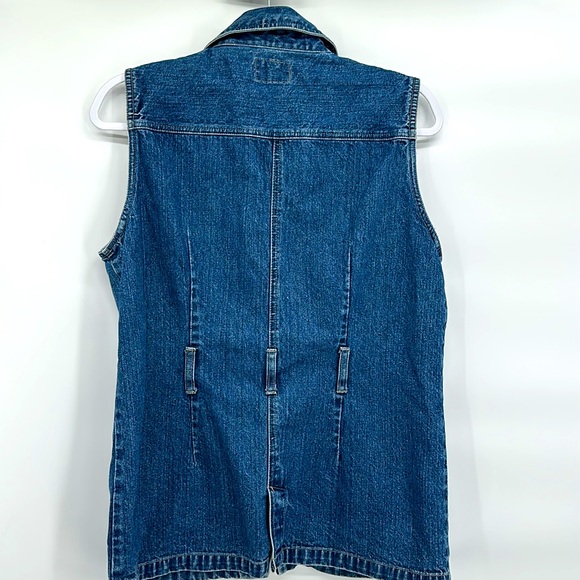 Vtg Paul Harris Denim Full Zip  pockets Vest denim on denim utility - Picture 3 of 9